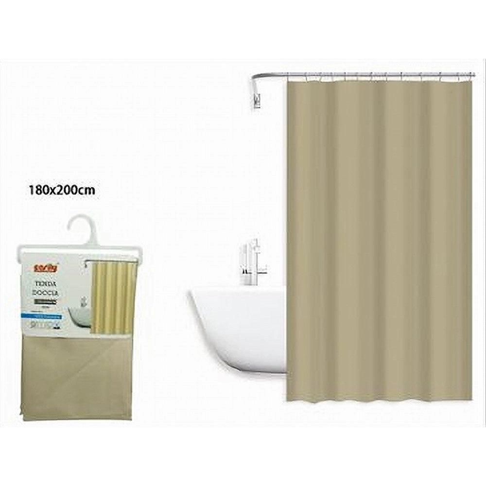 Trade Shop - Tenda Doccia Antimuffa Impermeabile Poliestere 180x200cm Ganci Bagno Beige 79859 -