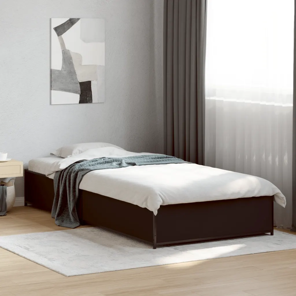 Giroletto-Struttura Letto Nero 90x200 cm in Legno Multistrato e Metallo 671052