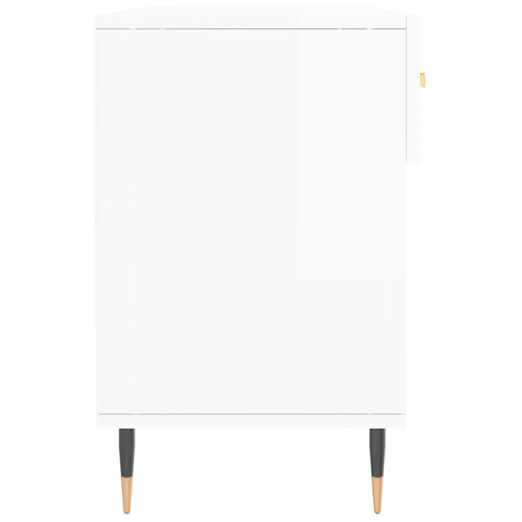 Panca Porta Scarpe Bianco Lucido 102x35x55 cm Legno Multistrato