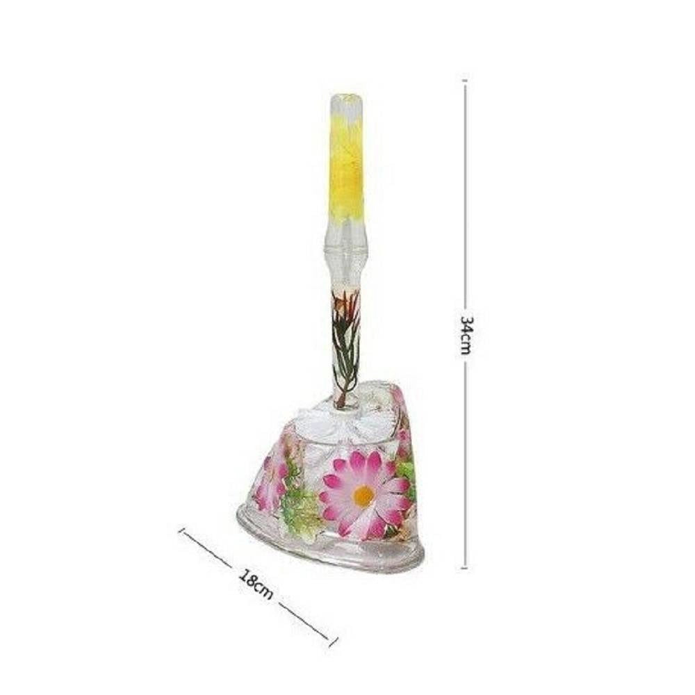 Trade Shop - Scopino Wc Porta Scopino Decorato Fiori Portascopino Bagno Accessorio 52373 -