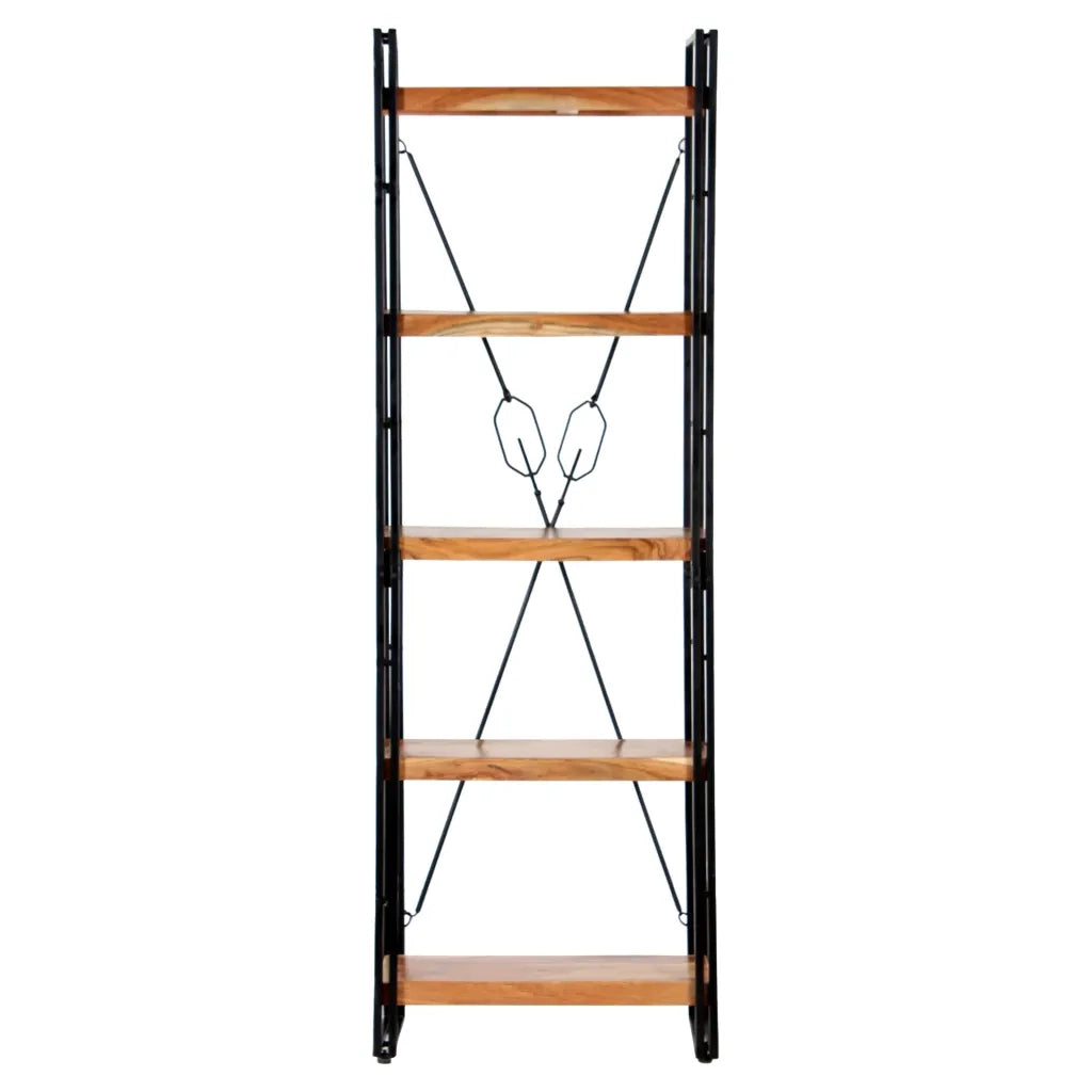 Libreria a 5 Ripiani 60x30x180 cm in Legno Massello di Acacia