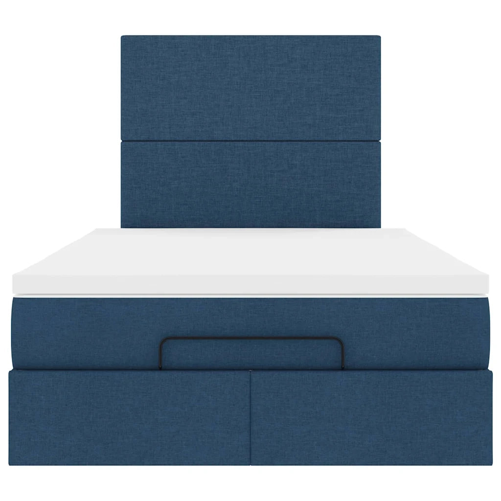 Struttura Letto Pouf con Materasso Blu 120x200 cm in Tessuto 3313919