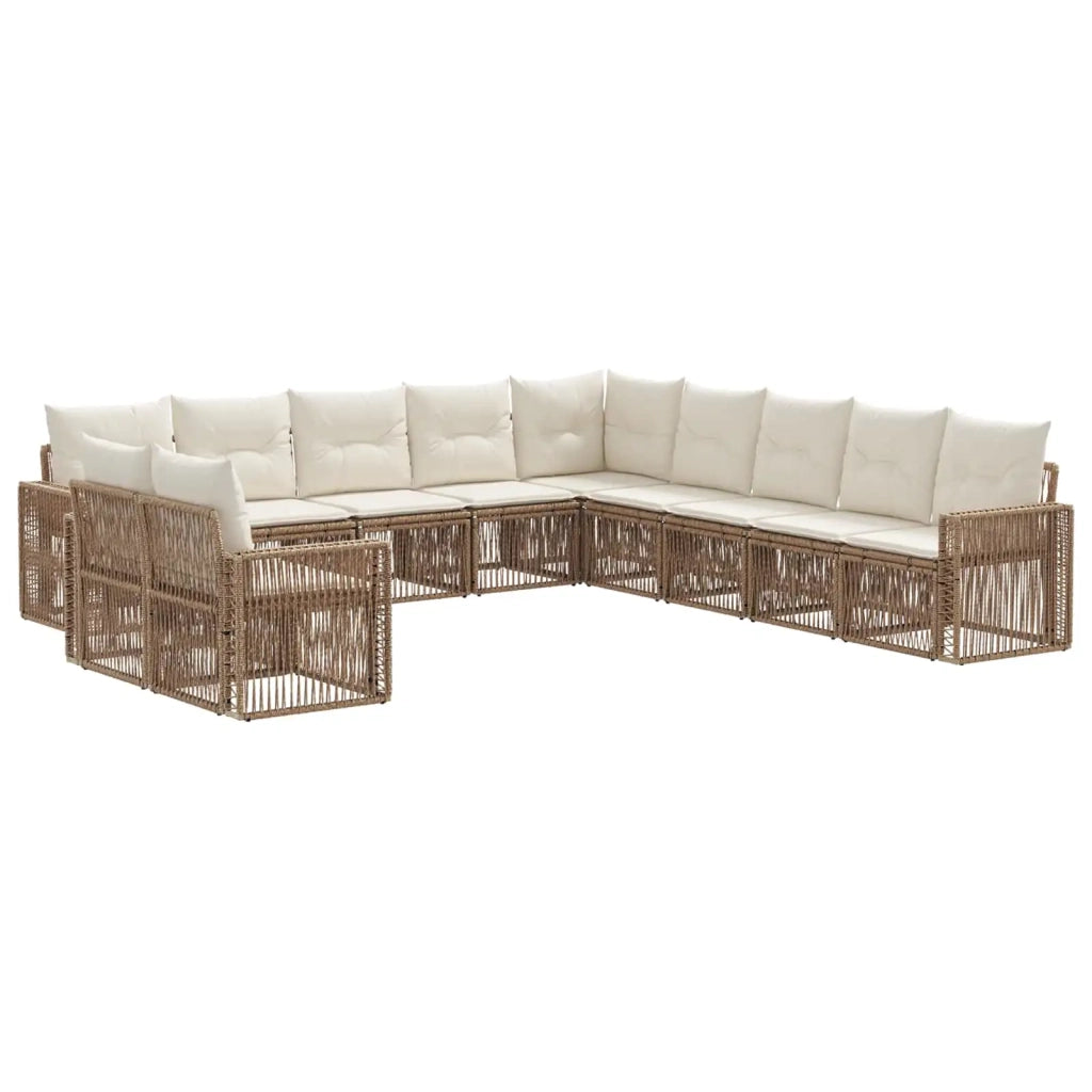 Set Divano da Giardino 11 pcs Beige e Bianco Crema polyrattan 3435177