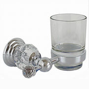 Trade Shop - Porta Spazzolini Dentifricio Con Bicchiere In Vetro A Parete Bagno Crystal 52822 -
