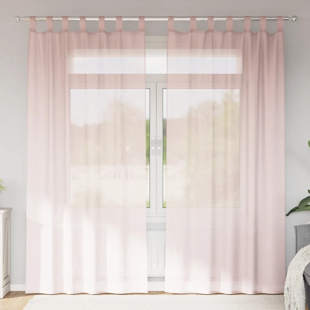 Tende in Voile con Passanti 2 pz Rosa Chiaro 140x225 cm 4102278