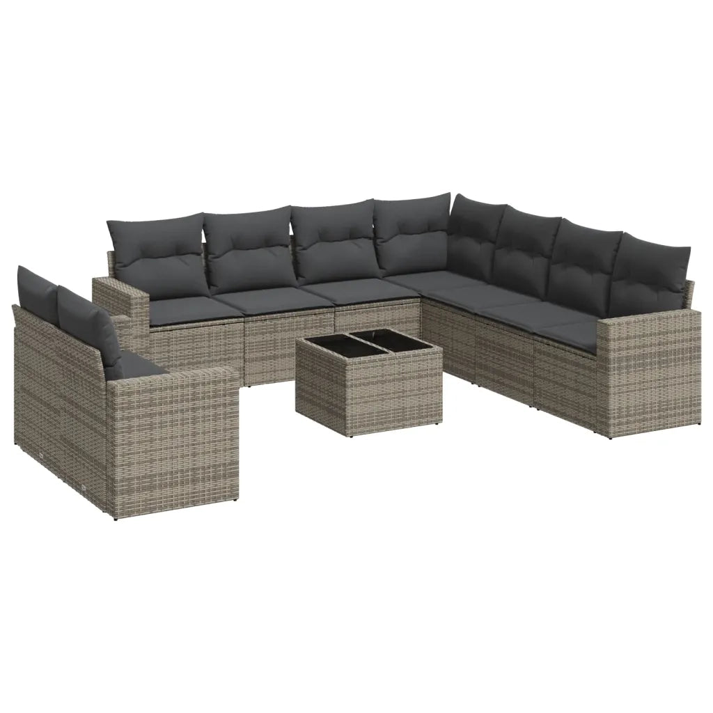 Set Divano da Giardino 10 pz con Cuscini Grigio in Polyrattancod mxl 88671
