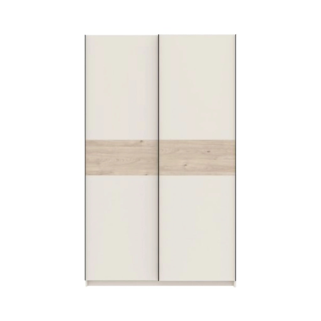 Armadio Camera da Letto Maba, Guardaroba 2 Ante 2 Ripiani, 120x204h cm Beige Cashmere