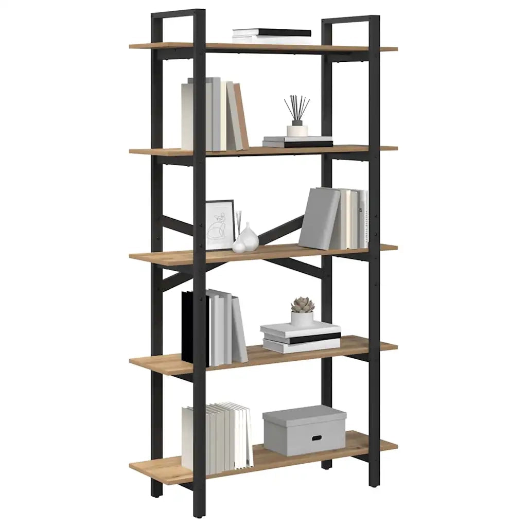 Libreria-Scaffale per Libri-Mobile di Stoccaggio Rovere artigianale 100 x 33,5 x 178 cm