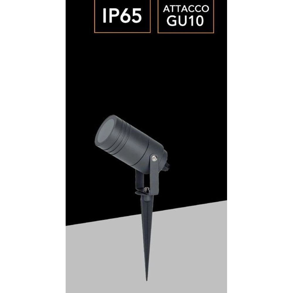 Trade Shop - Portafaretto Giardino Con Portalampada Lampadine Gu10 Picchetto Alluminio Ip65 837wa-b80-g -