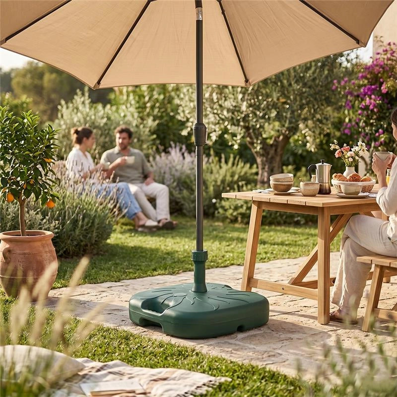 SUPPORTO BASE OMBRELLONE DA GIADINO IN PP 45 X 45 X 16 CM COLORE VERDE - 18L