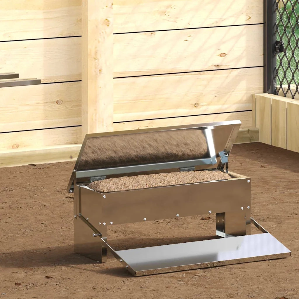 Mangiatore a Pedale per Pollo Argento 48,5 x 39,5 x 19 cm CFW2244799
