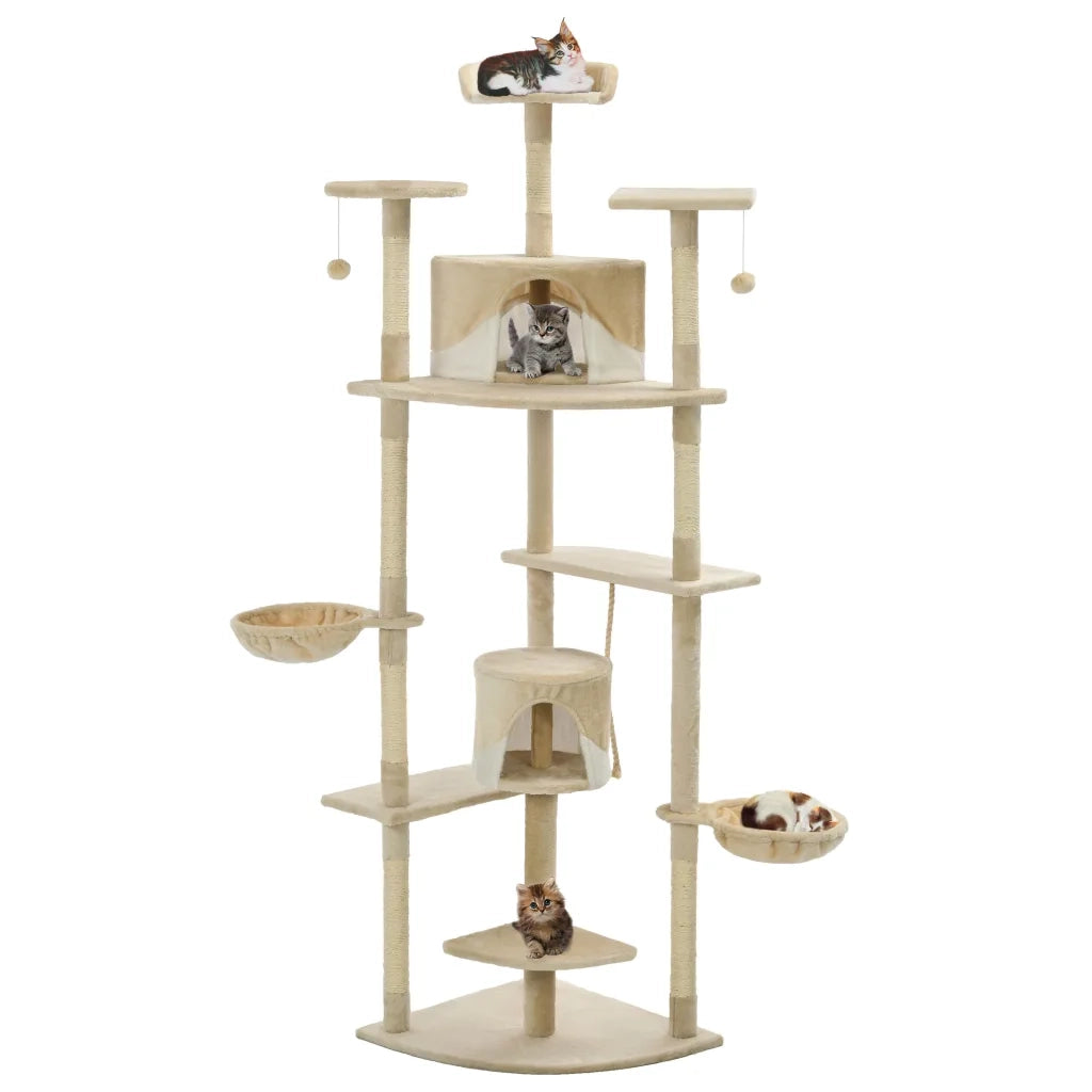 Albero per Gatti e Tiragraffi in Sisal 203 cm Beige e Bianco CFW5279234