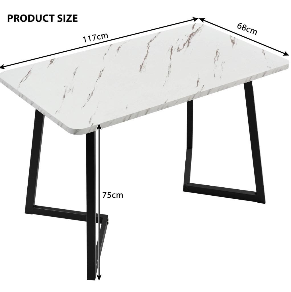 Tavolo da pranzo con 4 sedie 117x68 cm; moderno e compatto; MDF; grigio