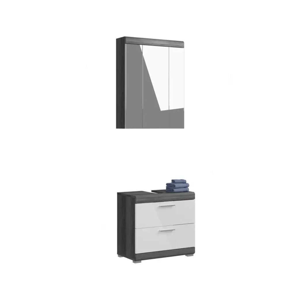 Set bagno SCOTT – Mobile sottolavabo e contenitore con specchio