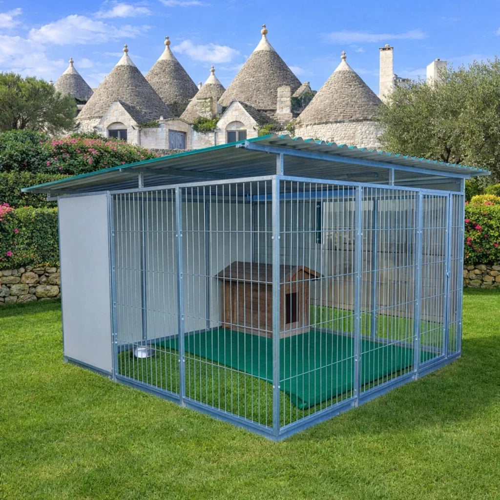 Box per cani da esterno coperto e retro coibentato zincatura a caldo da 300x300xh180 cm