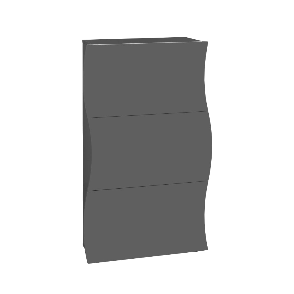 Scarpiera 3 Ante a Ribalta Onda 71x26,6x121,4 cm Finitura in Melamina Antracite Opaco