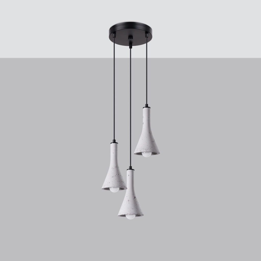 Lampada a cono in cemento REA Persian Indigo a 3 luci E14 LED moderna in acciaio nero