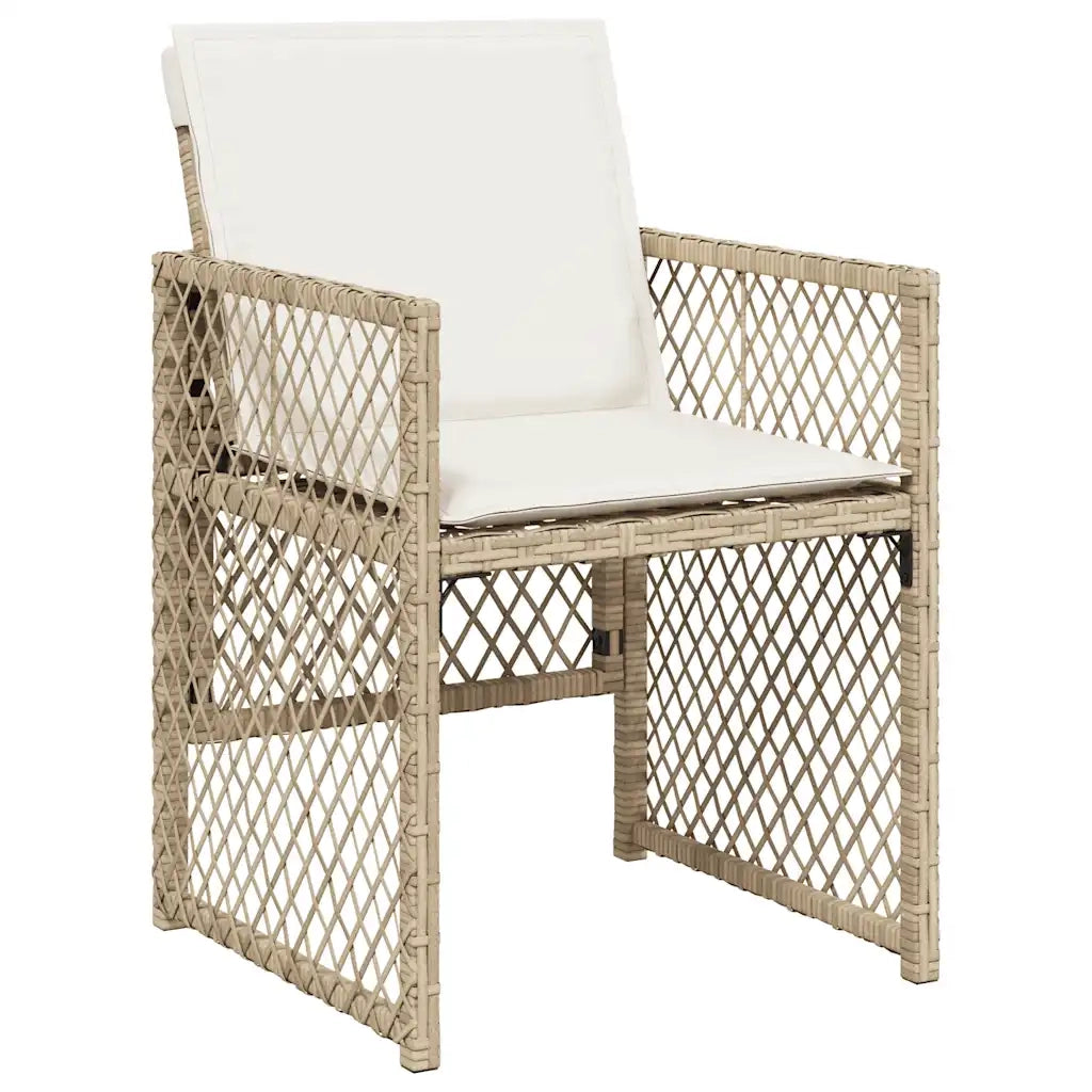 Set da Pranzo da Giardino 15 pz con Cuscini Beige in Polyrattan 3210814