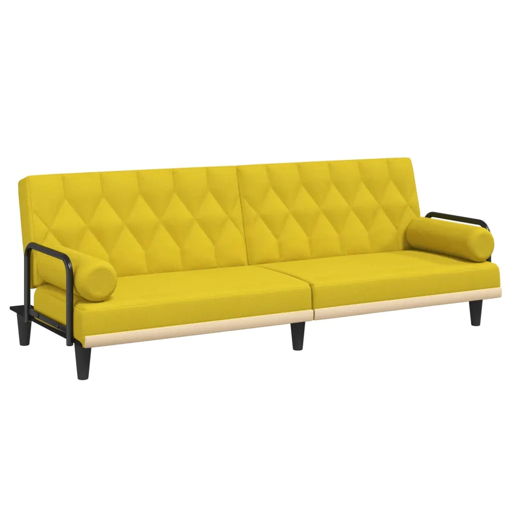 Divano Letto con Braccioli Giallo Chiaro in Tessuto 351941