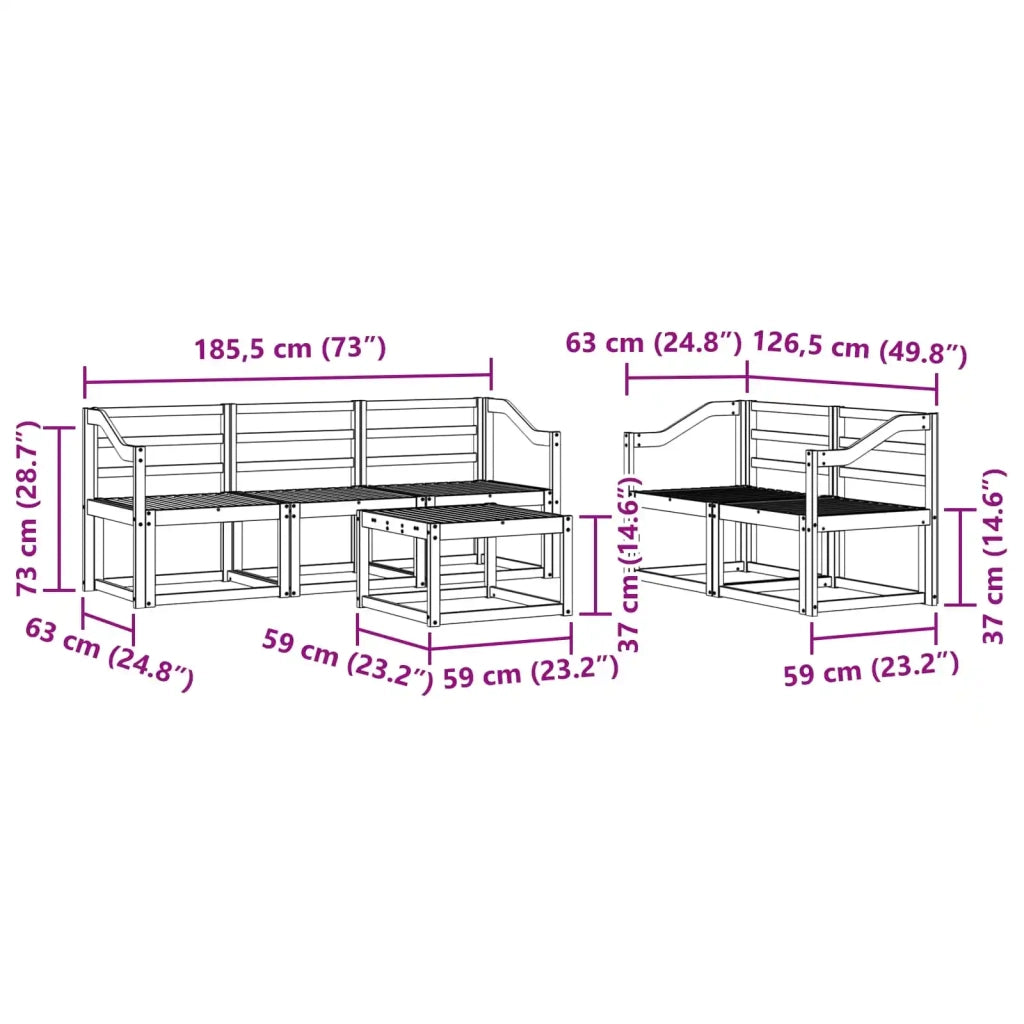 Set di divani da esterno 6 pcs Bianco 59 x 59 x 37 cm 3387258