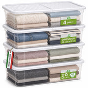 4 Pezzi Storage Box Marea Contenitori Sottoletto in Plastica 20L x 4Pz 58x39x15cm