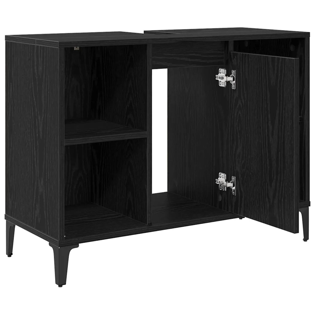 Armadio sottolavello con porta-Mobile sottolavello Rovere Nero 80 x 33 x 60 cm