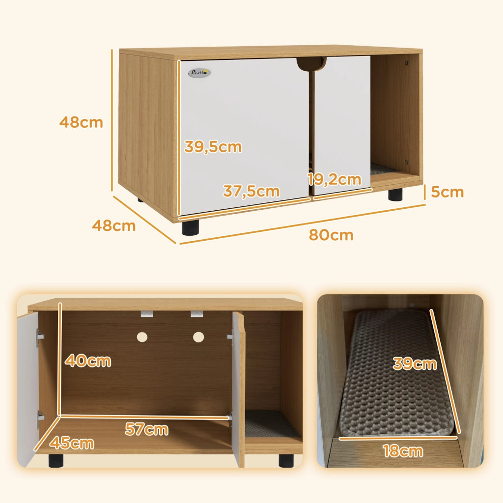 Cassettiera per bagno con ante ¨C zephmum ¨C bianco e naturale 80x48x48 cm
