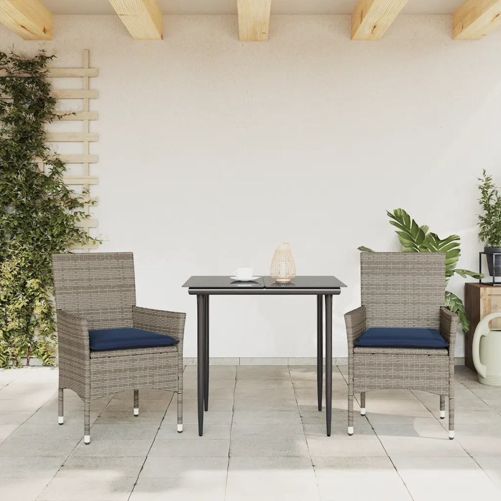 Sedie da Giardino con Cuscini 2 pz Grigie in Polyrattan 368117