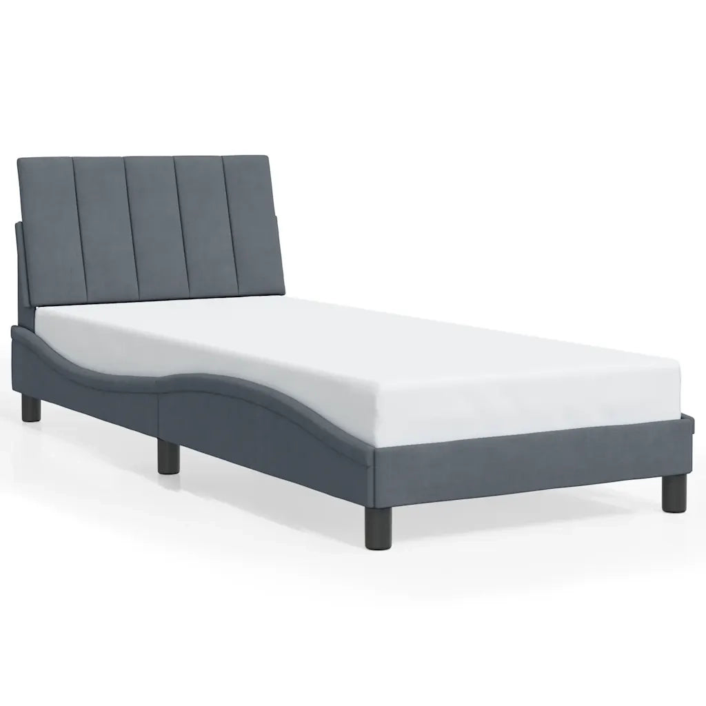 Giroletto con Testiera Grigio Scuro 80x200 cm in Vellutocod mxl 114971