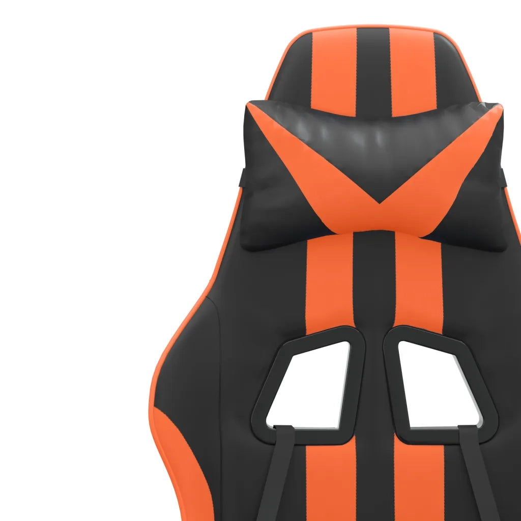 Sedia da Gaming Girevole Poggiapiedi Nero Arancione Similpelle 349537