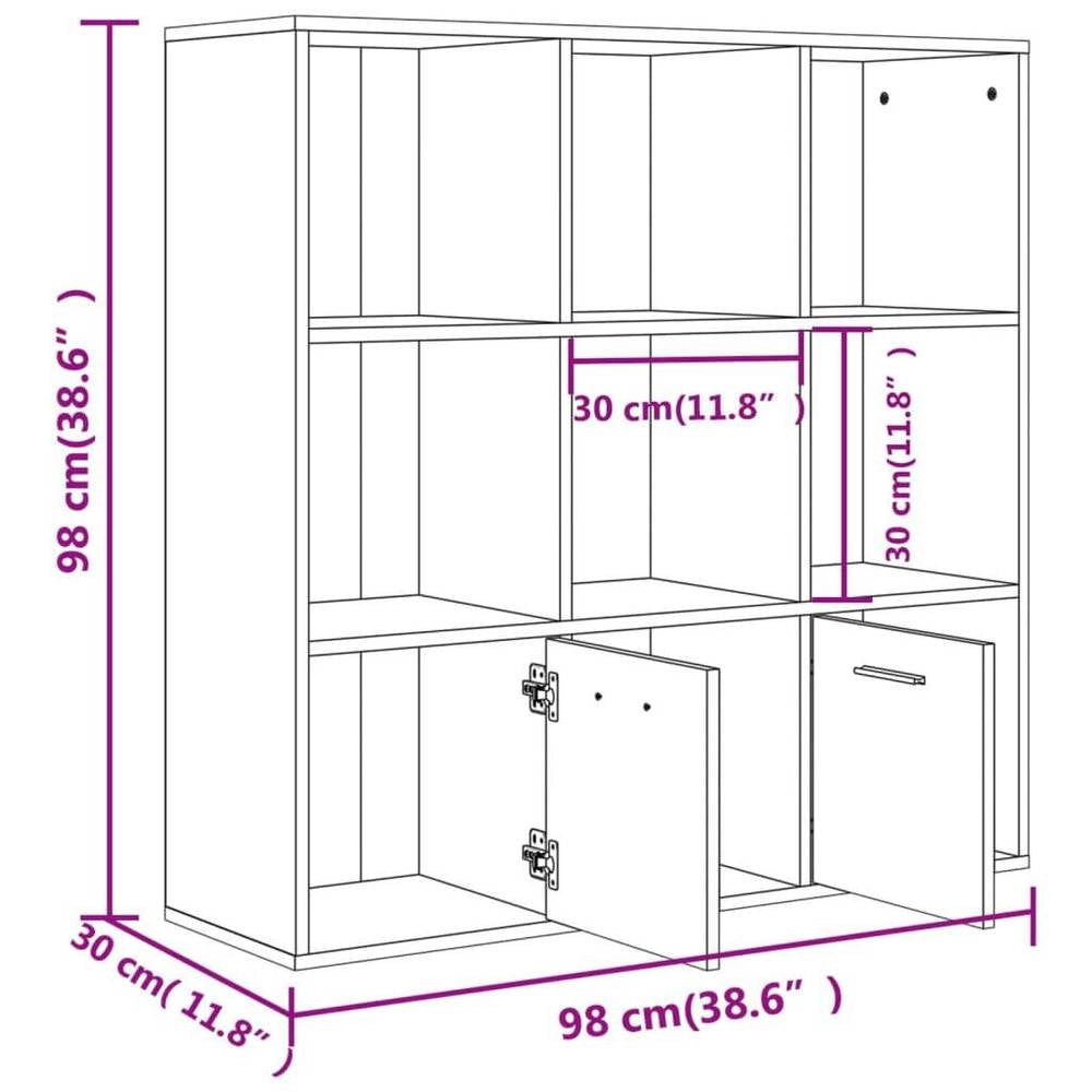Bookshelf, Concrete Grey, 98x30x98 Cm, Wood-based Material