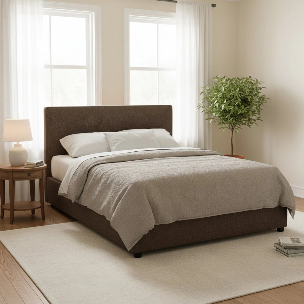 Basildon, Letto Matrimoniale Sfoderabile Made in Italy, Marrone