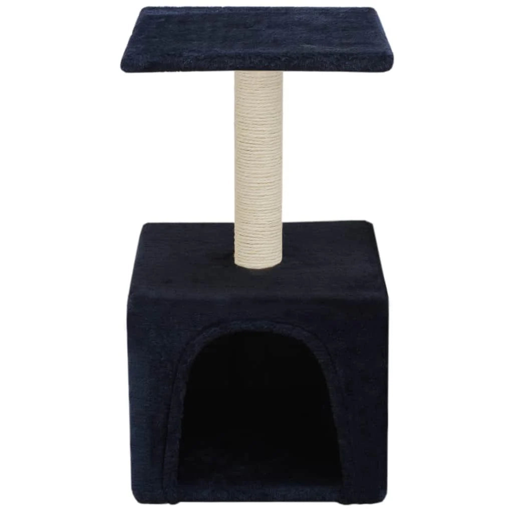 Tiragraffi albero per gatti cuccia per gatti peluche in sisal 55 cm blu scuro 3702122