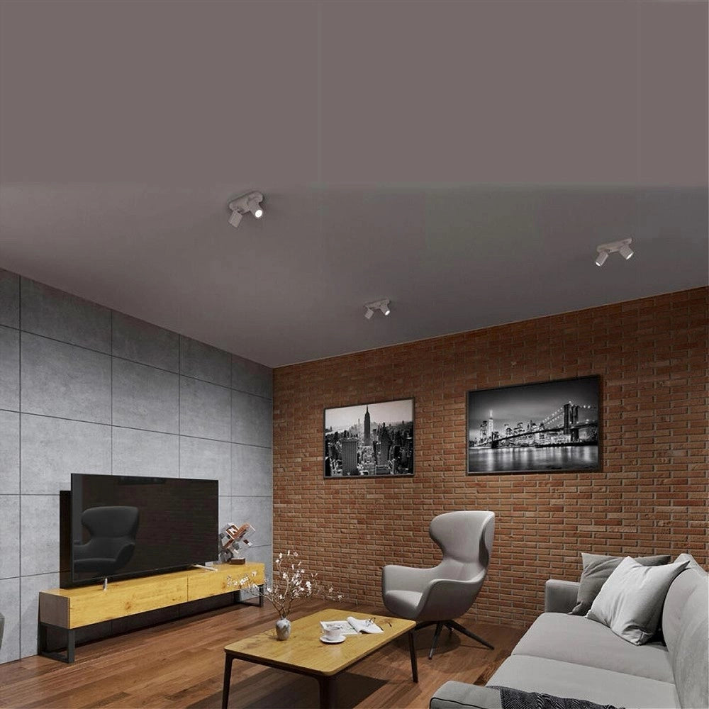 Trade Shop - Applique 2 Diffusori Orientabile Soffitto Parete Lampada Gu10 Bianco Nero Th8802 - Bianco