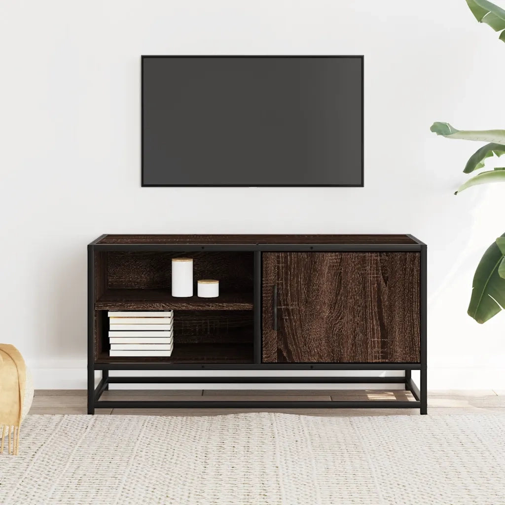 Mobile TV Rovere Marrone 80x34,5x40cm Legno Multistrato Metallo 848823