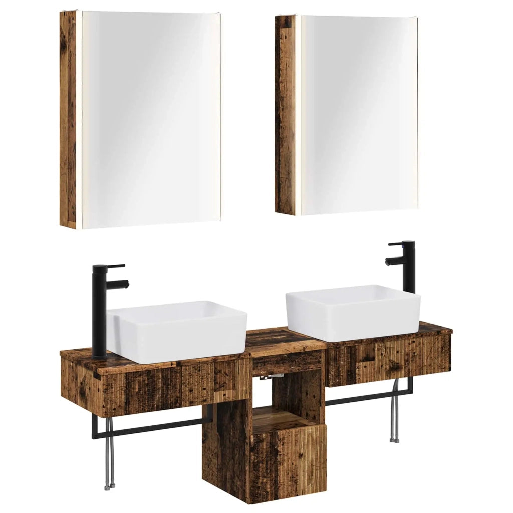 Set di Armadi da Bagno 5 pcs Legno antico 53 x 15,5 x 70 cm 3406333