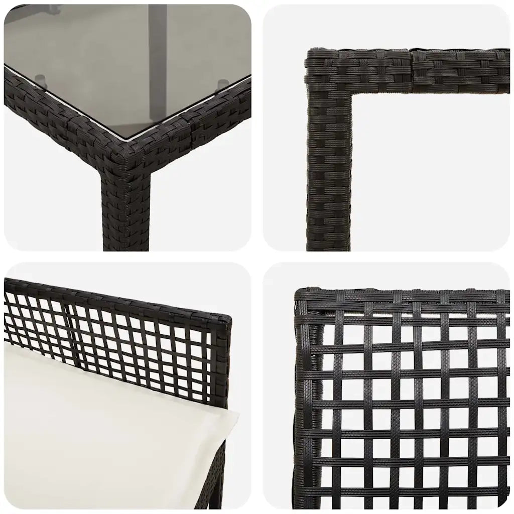 Set da Pranzo per Giardino 7 pcs Nero polyrattan 3334858
