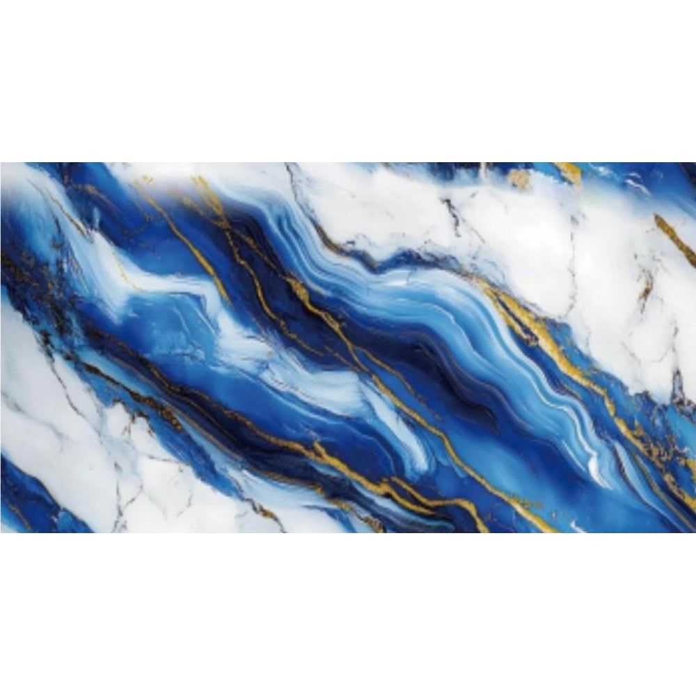 Trade Shop - Pannello Adesivo Effetto Marmo Venature Oro Blu 120x300cm Pareti Paraschizzi Stanza -