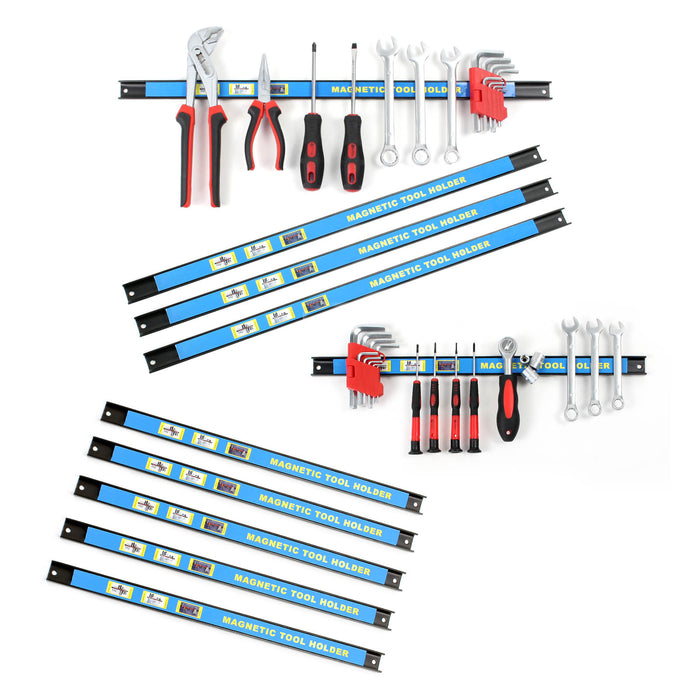Set di 10 barre magnetiche 6x46cm/4x61cm porta utensili attrezzi montaggio a parete per officina