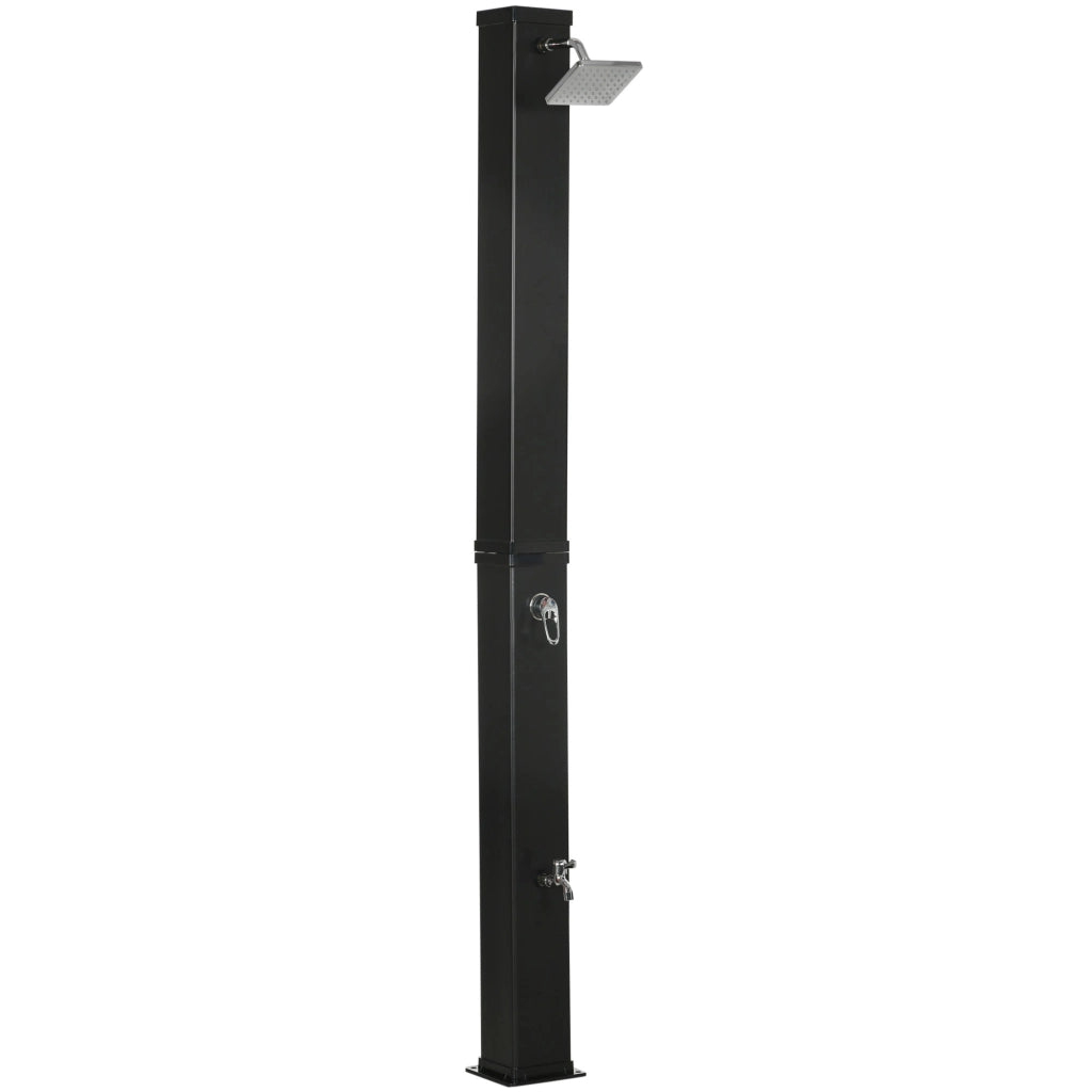 Doccia Solare 19x20x217 cm Contenitore da 40L Temperatura fino a 60°C con Rubinetto Inferiore Nero
