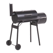 Griglia per barbecue a carbonella in acciaio Nero con coperchio con ruote Griglia di cottura con ripiano affumicatore sfalsato