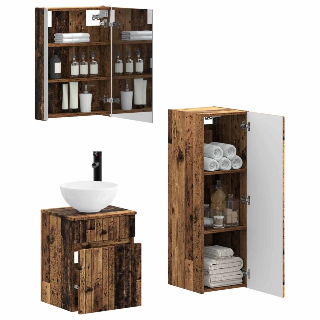 Set di mobili per il bagno 4 pcs Legno antico 3407477