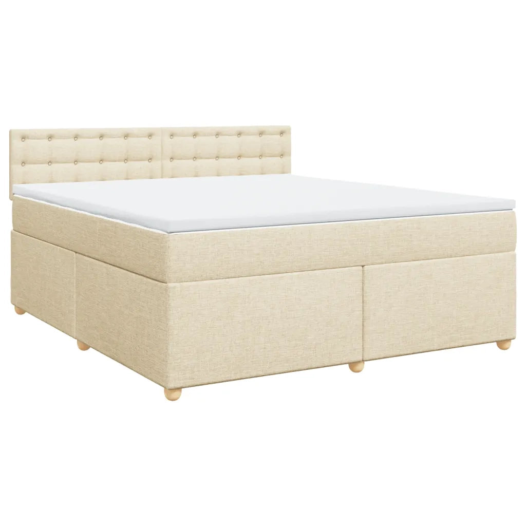 Giroletto a Molle con Materasso Crema 180x200 cm in Tessuto
