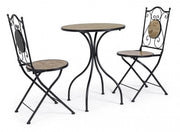 Set Tavolino e 2 Sedie Pieghevoli da Giardino Kansas in Metallo