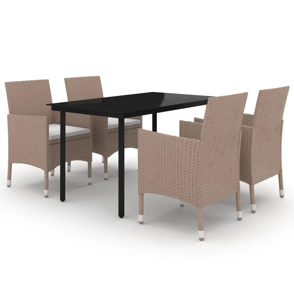 Set da Pranzo da Giardino 5 pz e Cuscini in Polyrattan e Vetro 3099705