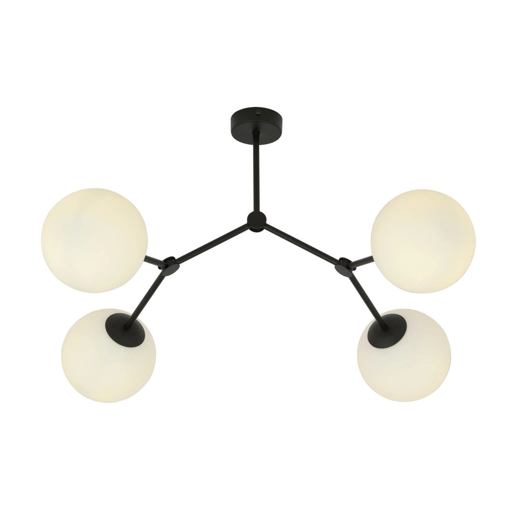 Plafoniera Emibig Space 4 Nero/Opale 4xE14 vetro 80cm
