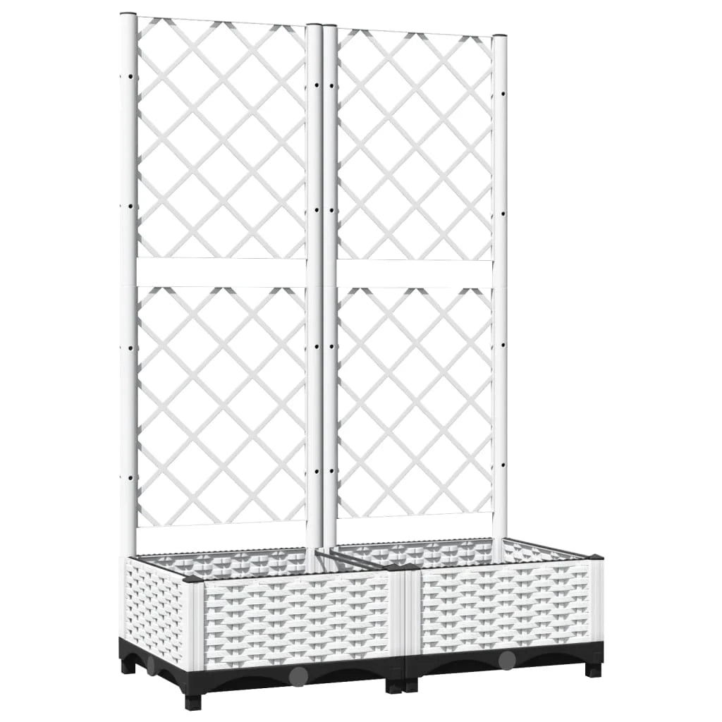 Fioriera rialzata per piante fiori patio giardino con traliccio 80 x 40 x 121,5 cm PP bianco 02_0038301