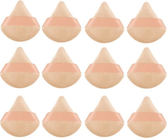 Kit di applicazione per fondotinta - 12 pezzi - Spons per trucco - Blender per makeup - Spons per fondotinta - Forma triangolare - Senza lattice - Applicatore per trucco - Nat e asciutto - Pennelli per fondotinta - Pads per polvere libera