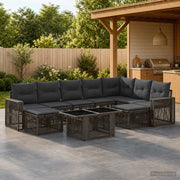 Set Divano da Giardino 10 pz Grigio e Grigio Scuro polyrattan 3436880