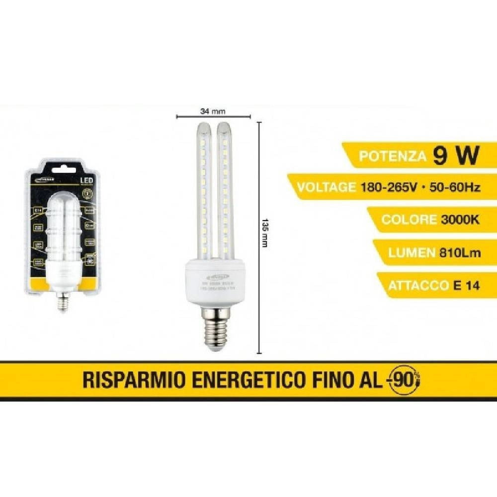 Trade Shop - Lampadina Led E14 9w Bianco Caldo 3000k Freddo 6500k Naturale 4000k 48d 2u03t -